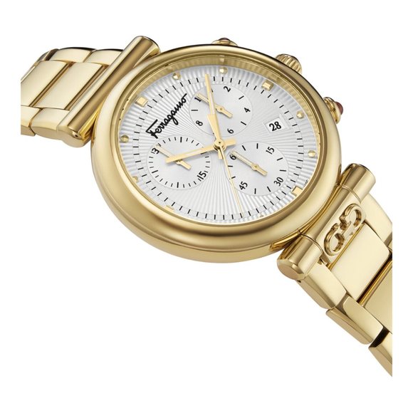 Salvatore Ferragamo Women\'s Gold White Watch! New! main image 3